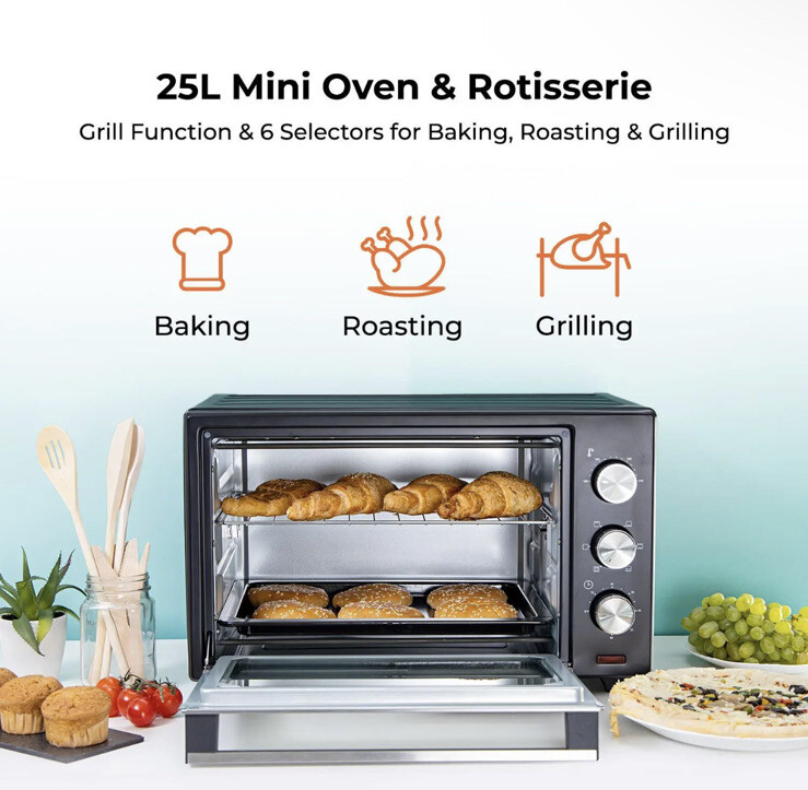 Geepas Mini Oven Toaster Grill Tabletop Compact Portable Baking Cooker