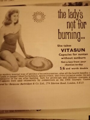 Bbn1 Ephemera 60er Jahre Jugendherberge YHA Werbung Vitasun Die Dame ist nicht zum Brennen 