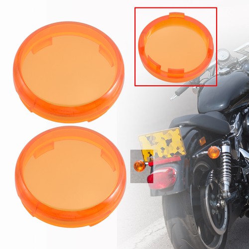 2x Amber Turn Signal Lights Lens Cover for Harley Dyna Fatboy Softail Road Glide - Picture 10 of 12