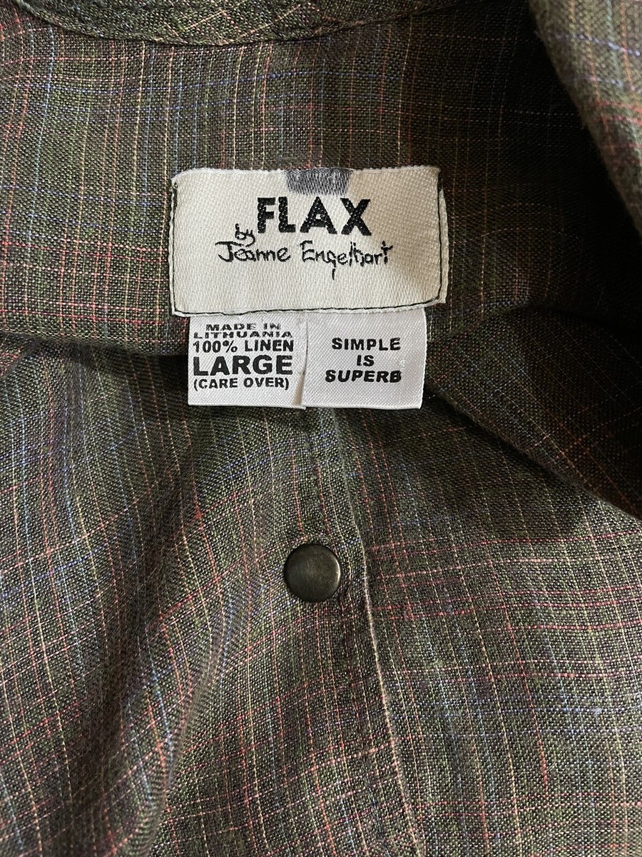 Vintage FLAX by Jeanne Engelhart Linen Shirt Size Large Brown