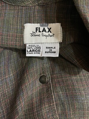 Vintage FLAX by Jeanne Engelhart Linen Shirt Size Large Brown