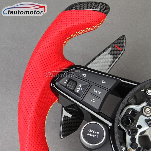 Carbon Fiber Yoke Steering Wheel Fit Audi RS3 RS4 RS5 S3 S8 with CF Paddles - Picture 5 of 12
