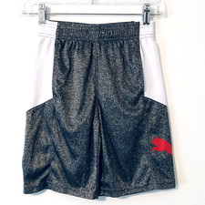 Puma Boys Size 7/8 Gray Shorts with Pockets Large Logo Drawstring Waist