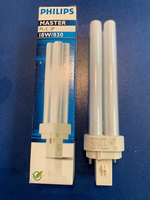 PHILIPS Master PL-C  2P Kompaktleuchtstofflampe 18W/830 Warm Weiß  G24-2