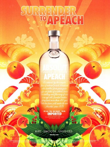 ABSOLUT SURRENDER TO APEACH VODKA AD 2005 VERY RARE OUT OF PRINT - 第 1/2 張圖片