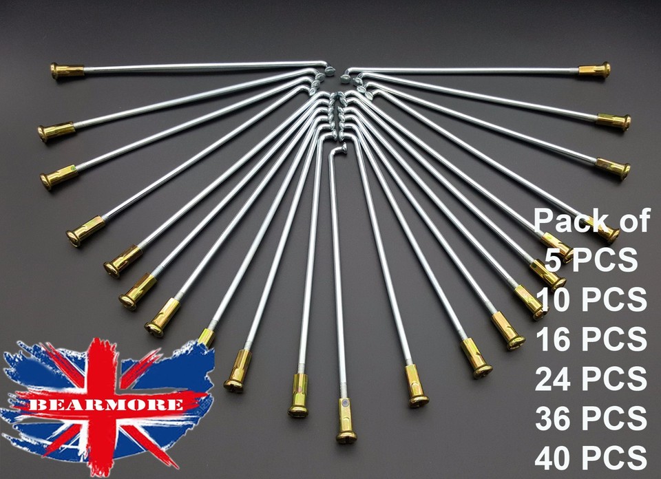 Motorcycle wheel Spokes and nipples polished steel diameter bend 90