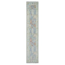 2'10"x15'7" Gray Oushak Weave and Design Hand Knotted Wool XL Runner Rug R79970