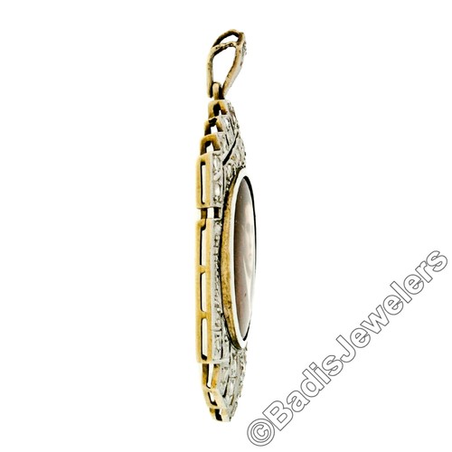 Antique Fancy Gold Platinum Rose Cut Diamond Picture Portrait Frame Pendant - 第 4/5 張圖片