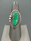 Vintage Native American Sterling Silver Turquoise  Ring Size 6.5