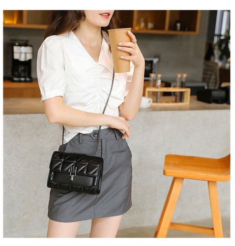 Women Leather Chain Shoulder Bag Genuine Designer Handbag Casual Compact - Picture 9 of 12