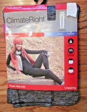 Climate Right CUDDL DUDS BLACK/GRAY Plush Warmth LEGGING Women's Size SMALL NIP