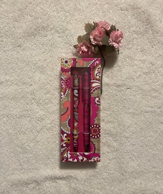 Vera Bradley Paisley Meets Plaid Pen & Pencil Set NWT
