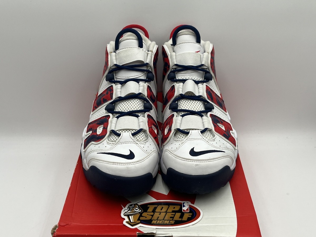 Nike Air More Uptempo Red Navy Camo 2020 Size 9.5 Used Rare 