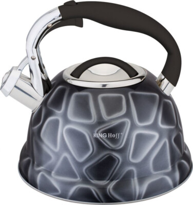 NEU! Wasserkessel mit 3D Effekt, Edelstahl, Induktion, SchwarzGrau Kinghoff 2,7L