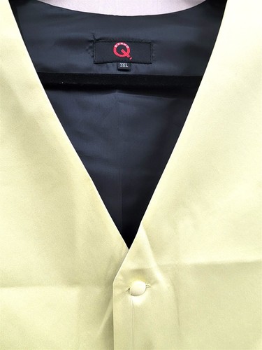 NEW Q Brand Men's 3XL Luxury Satin Pale Yellow Tuxedo Vest - Picture 2 of 3