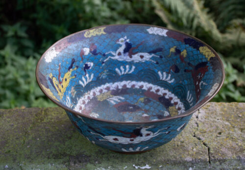 Eine große, antike Cloisonné Emaille - Schale im Ming-Stil, China, 19. Jh. Qing - Bild 10 von 13