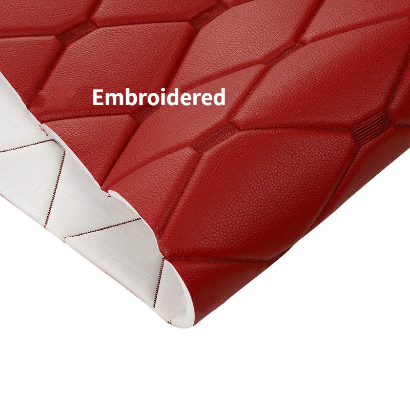 Bestickt Kunstleder Stoff Schwamm Unterstützung PU Material für Auto Mat Koffer - Bild 4 von 4