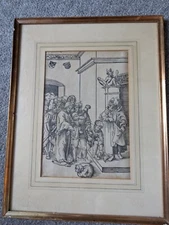 Woodcut Lucas Cranach Christ before Herod Original RRR