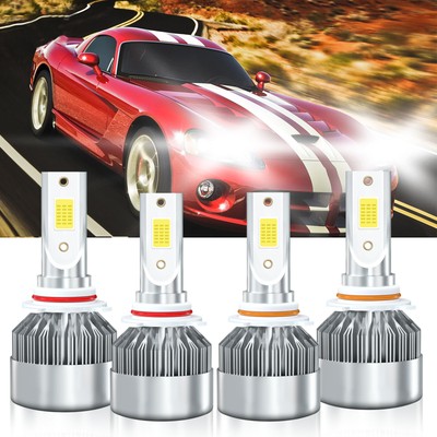 For Dodge Viper 2003-2004 LED Car Headlight High Low Beam Bulbs Kit 9005 9006