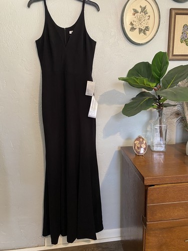 Dress the Population, Black Iris Slit Crepe Dress, NWT Women’s Small , V Neck - Picture 2 of 6