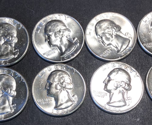 LOT OF (10)TYPE B WASHINGTON QUARTERS -1961 from original roll.high grade GEMS - Picture 3 of 10