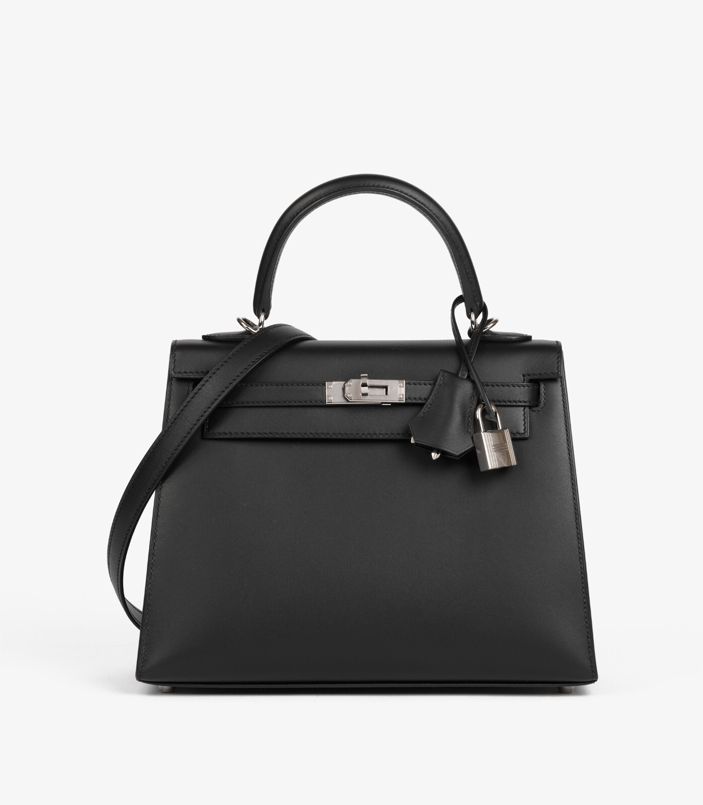 Hermès Black Sombrero Leather Kelly 25cm Sellier
