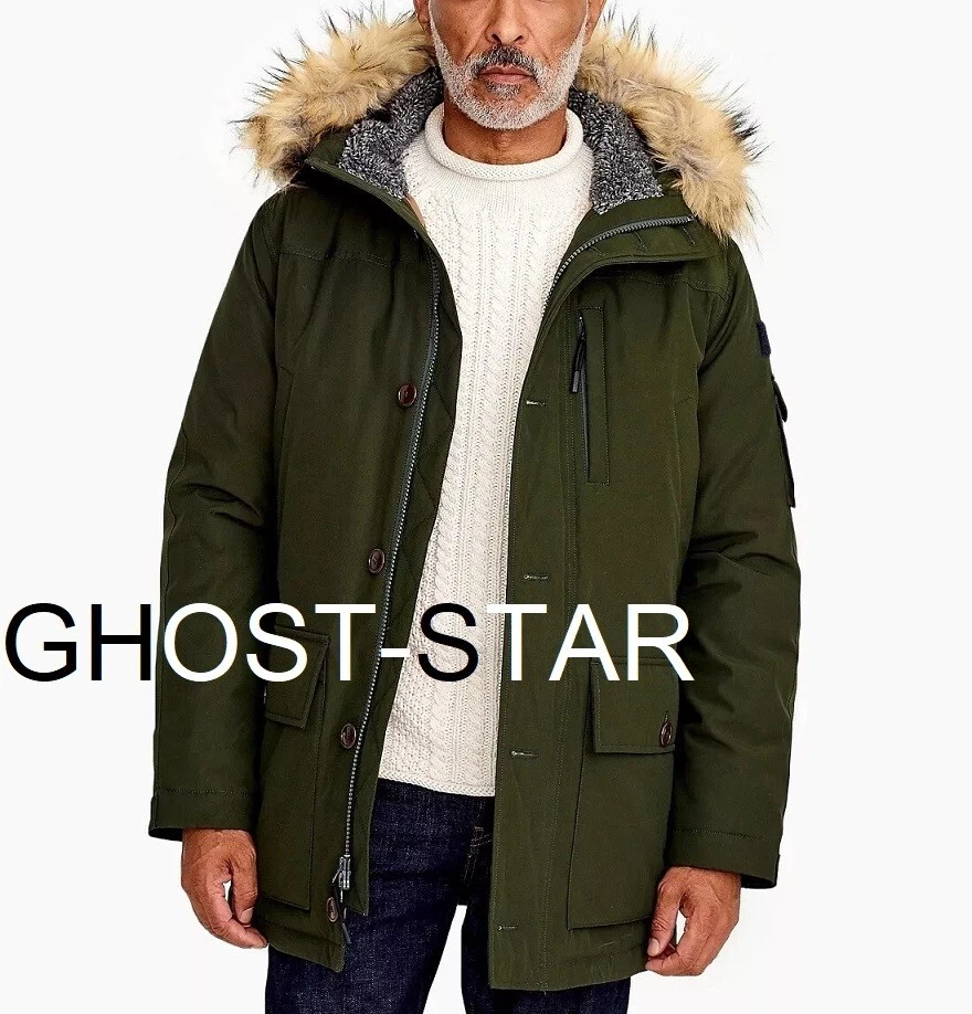 JCREW parka jacket coat puffer fur hooded long winter olive green Nordic XXL 2XL
Opens in a new wind
