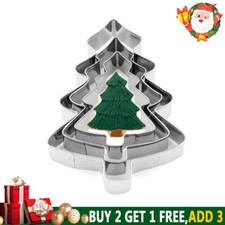 5x Christmas Tree Cookie Cutters Set Stainless Steel Biscuit Baking Shapes Mould