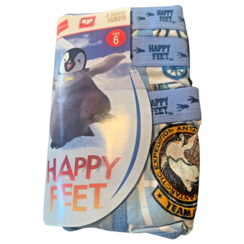 Hanes Happy Feet Boys Briefs Underwear Size 6 (Package of 3) Open Package - Afbeelding 1 van 6