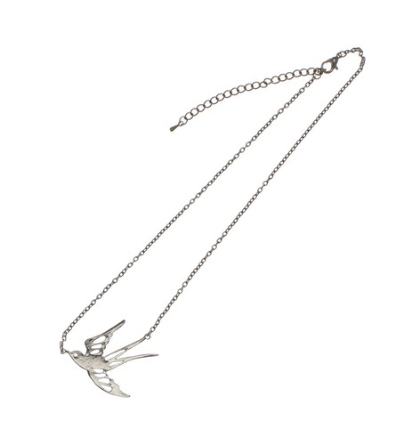 Zac's Alter Ego Alternative Jewellery Hollow Silver Swallow Chain Necklace - 第 1/1 張圖片