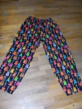 Hand Made 'guitar' scrub pants, SM, SUPER cute!