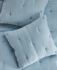 Anthropologie Elysian Cross Dyed Cotton Gauze Euro Pillow Sham Sky Blue Soft