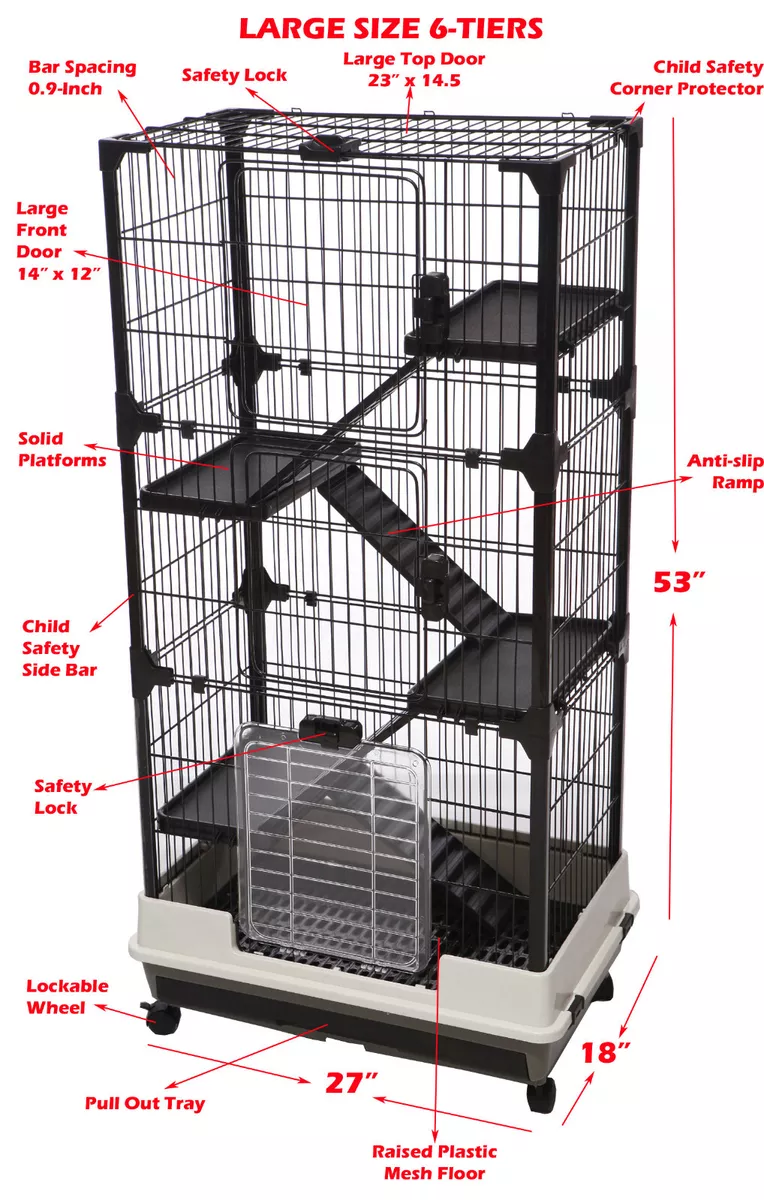 LARGE 5 Floors Indoor Guinea Pig Rabbit Ferret Kitten Rolling Cage