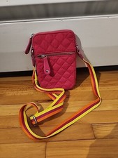 Sondra Roberts Squared Quilted Pink Crossbody Bag Rainbow Strap