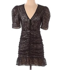 Saylor black lace Mesh reena Ruched Ruffled mini party cocktail dress nwt XS Hot