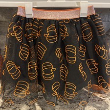 NWT Cat  Jack Halloween Skirt Black Orange Pumpkins Fall Tutu Girls L 10/12