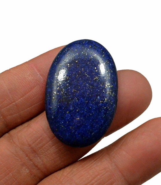 42.36 CT NATURAL BLUE LAPIS LAZULI GOLD FLAKES OVAL CABOCHON LOOSE