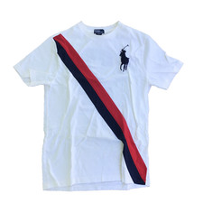 Polo Ralph Lauren Shirt Crew Neck Sz XL 18-20 Youth Short Sleeve White Striped
