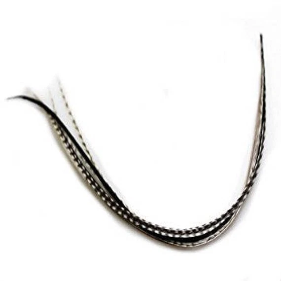 4-7 inch Zebra Black White 100% Real Hair 5 Feather Extensions bonded at the tip - Image 2 of 4