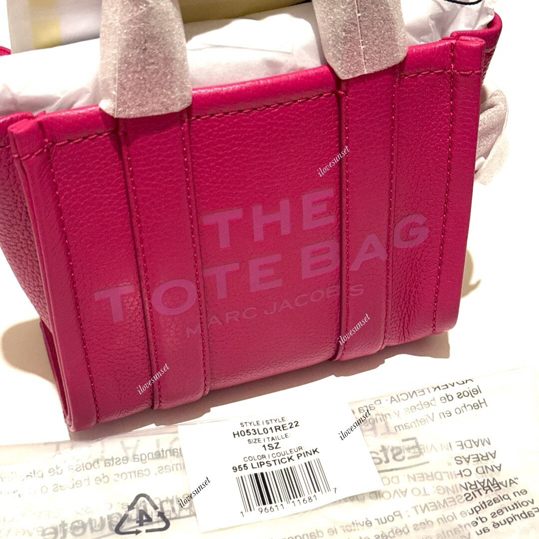 ★TOUT Y EST★ St Marc the Mini Top HandleLIPSTICK PINK MBBA NWT {Marc Jacobs} The Leather MINI Tote Bag #955 LIPSTICK