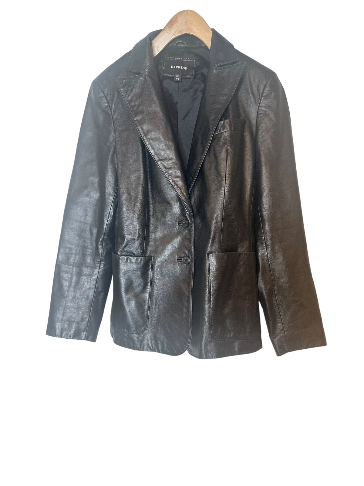 Express VTG Y2K Mob Wife Leather Structured Patch… - image 3