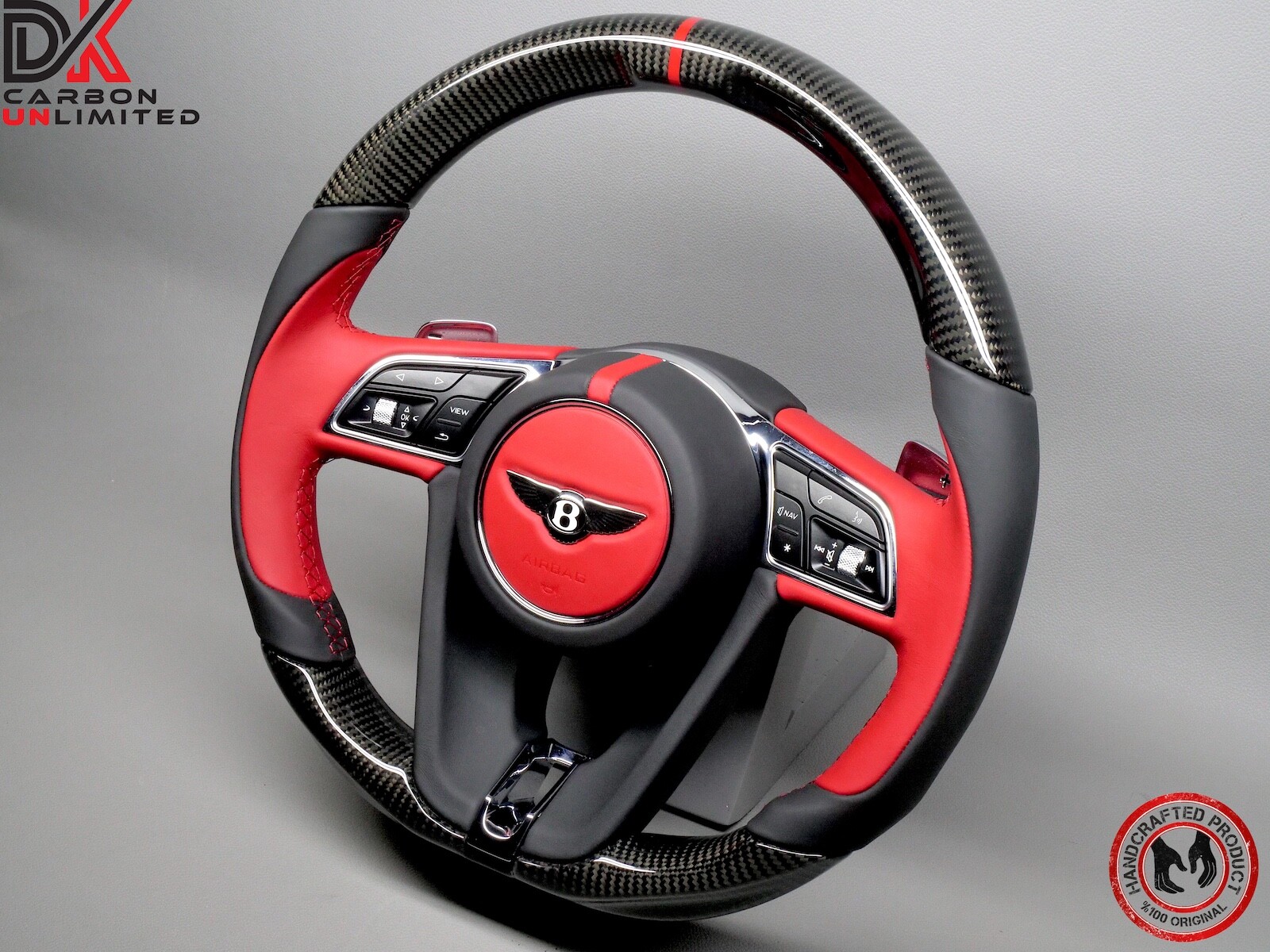 Bentley Bentayga Continental GT Flying Spur Red Ring Napa Carbon Steering Wheel