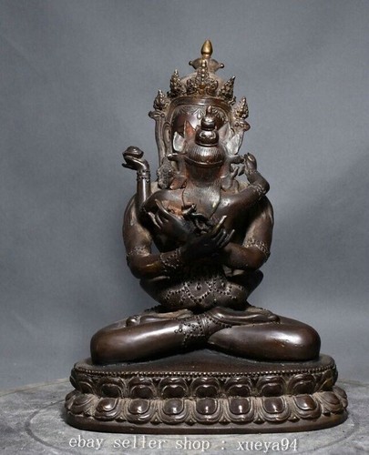 Estatua de Buda Vajradhara Vajrabhairava Yab-Yum de bronce de China antigua de 11,8". - Imagen 2 de 9