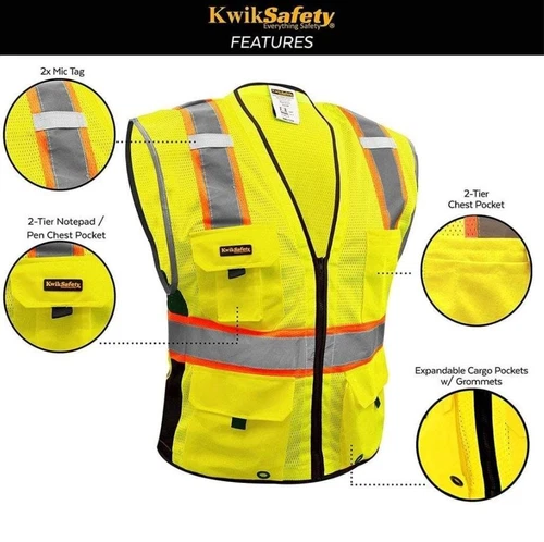 KwikSafety BIG KAHUNA Class 2 Hi Vis ANSI Reflective Safety Vest (Dual Sizing) image 4