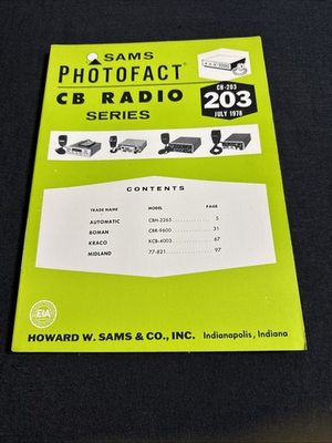 #ad SAMS Photofact CB Radio Series Manual CB 203 July 1978 $7.99