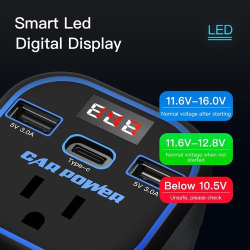 200W Car Power Inverter, Car Outlet Adapter 12V to 110V, Car Outlet Adapter with - Picture 5 of 10