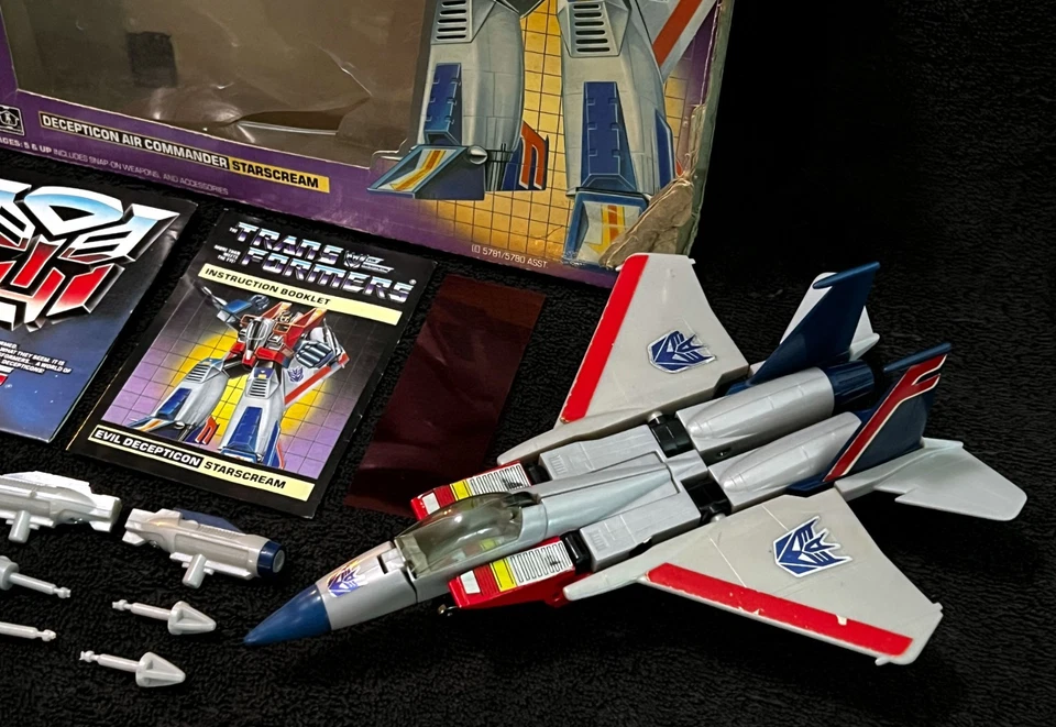 G1 1984 STARSCREAM • COMPLETE PRE RUB • BOX & INSERTS • VINTAGE G1 TRANSFORMERS - Image 4 of 4
