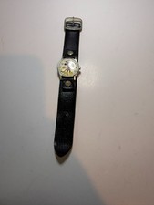 Vintage Walt Disney Mickey Mouse Black Leather Band Analog Dial Wrist Watch
