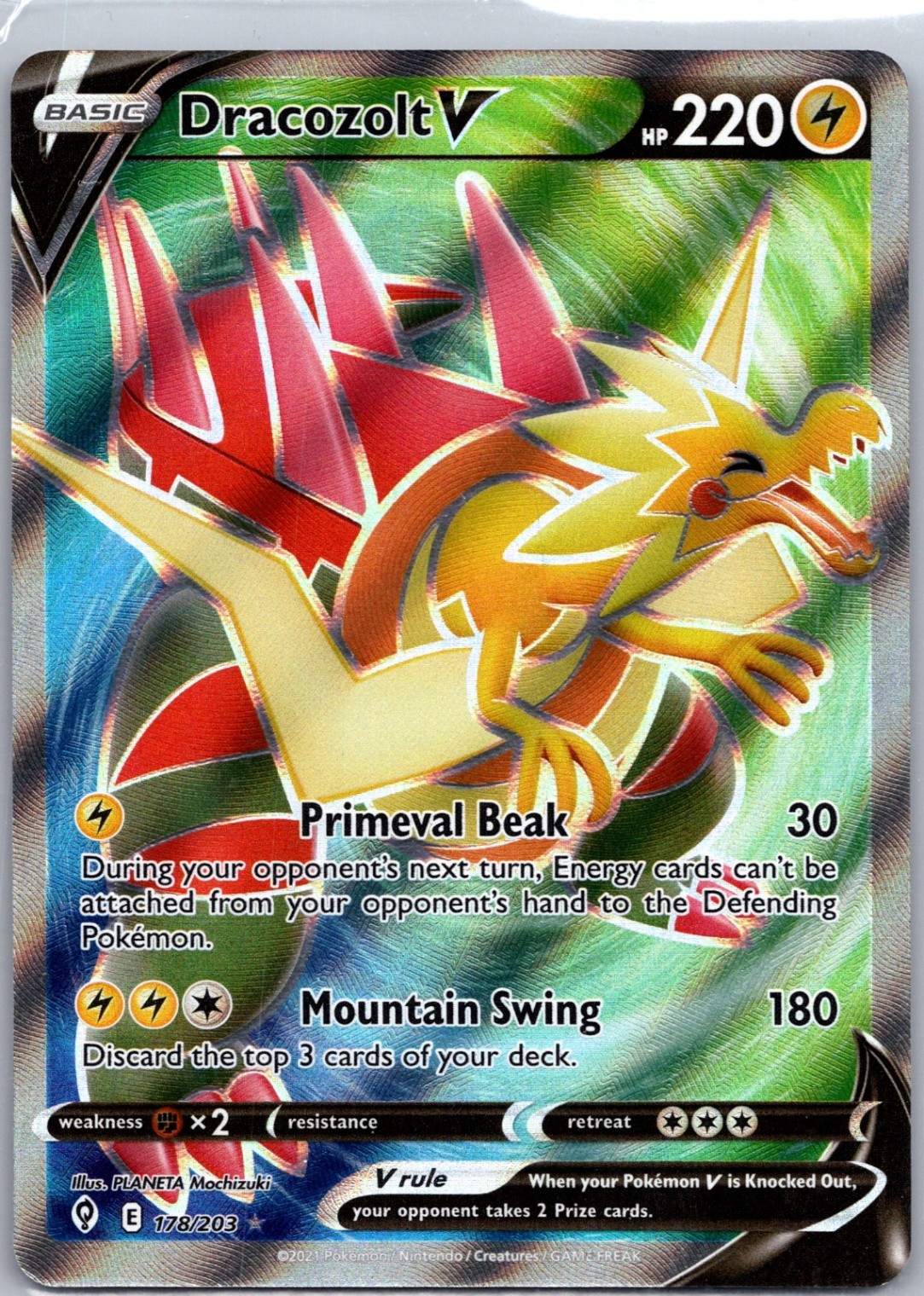 Dracozolt V (Full Art) Ultra Rare SWSH07: Evolving Skies 178/203 NM