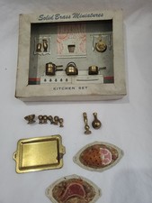 Vintage Solid Brass Miniatures Kitchen Set In Box